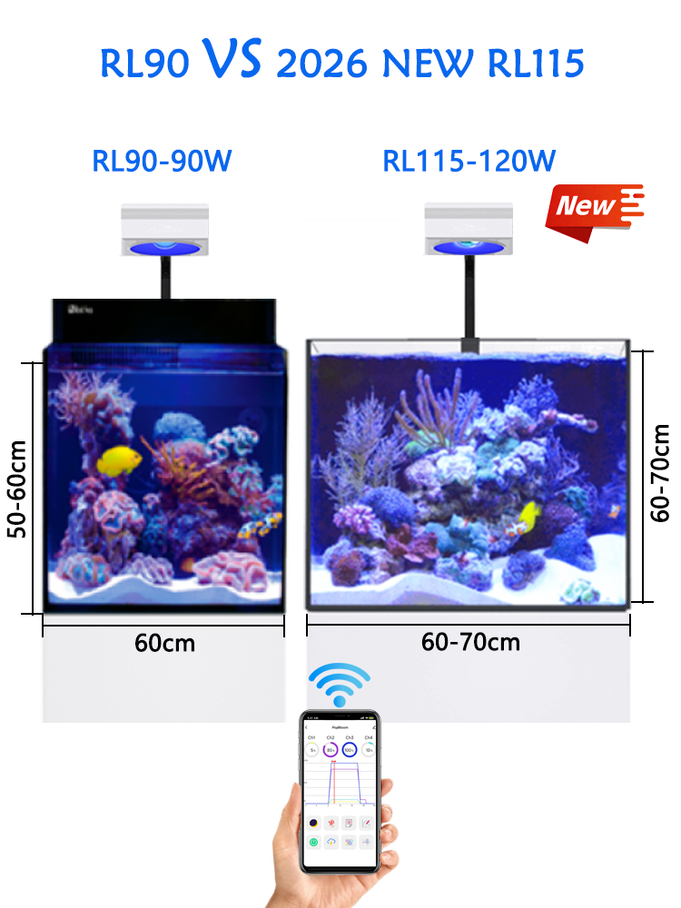 Marine Aquarium Led Lights - مصباح PopBloom بقوة 90 واط و120
