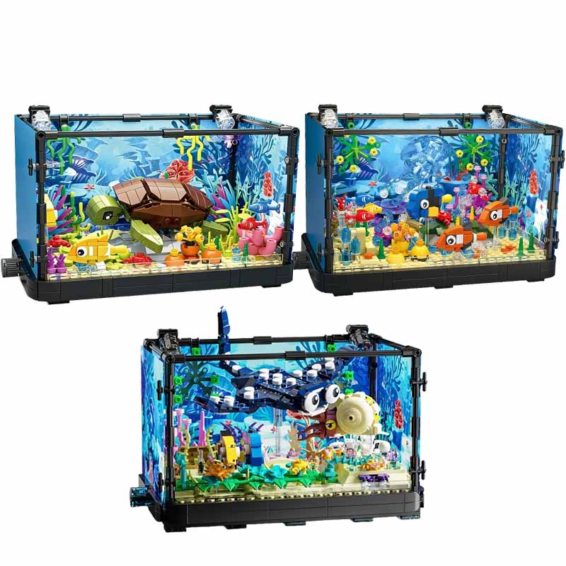Marine Aquarium Aquascape - مجموعة مكعبات بناء حوض السمك مع